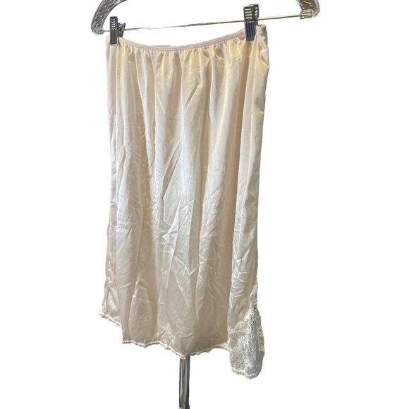 Bali Ivory Long Half Slip Lace Detail Slit at Hem Sz L - Picture 3 of 6